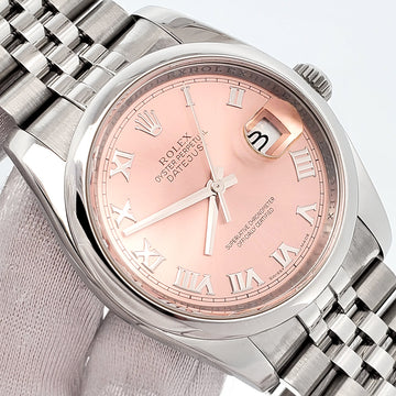 Rolex Datejust 36mm Salmon Roman Steel Jubilee Watch 116200