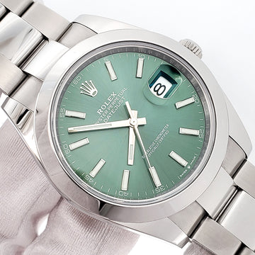 2023 Rolex Datejust 41 126300 Green Index Dial Steel Oyster Watch Box Papers