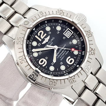 Breitling Superocean Steelfish 42mm Black Arabic Dial Steel Watch A17360 Papers