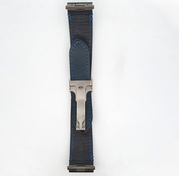 OEM Cartier Santos Quick Release Blue Calfskin Leather Strap with Deployment Buckle KD7GJABM 21mm