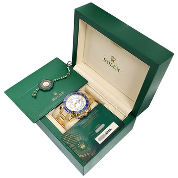 2022 Rolex Yacht-Master II Yellow Gold Blue Ceramic Bezel 44mm Watch 116688 Box/Papers