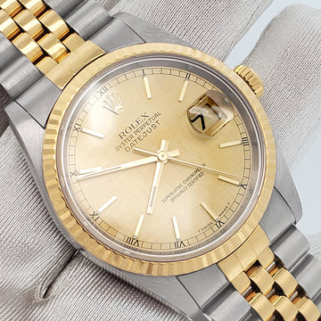 1995 Rolex Datejust 36mm Champagne Index Yellow Gold/Steel Jubilee Watch 16233