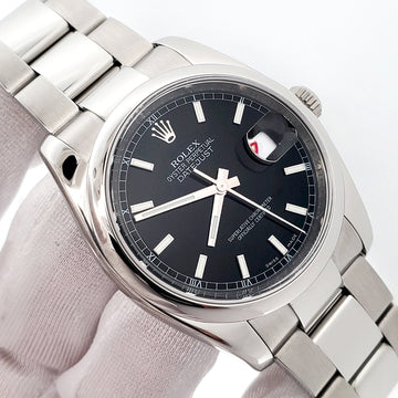 2010 Rolex Datejust 36mm Black Index Dial Steel Oyster Watch 116200 Papers