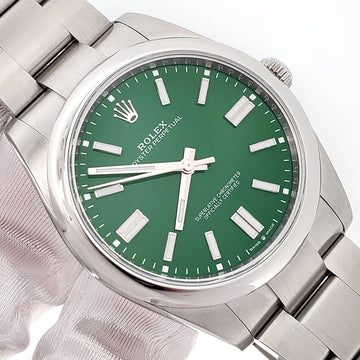 2024 Rolex Oyster Perpetual 41mm 124300 Green Index Dial Steel Watch Box Papers
