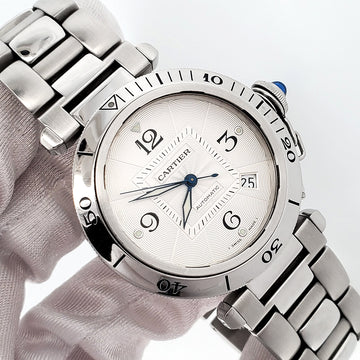 Cartier Pasha Silver Concentric Dial Steel Unisex 38mm Watch 2379 W31059H3