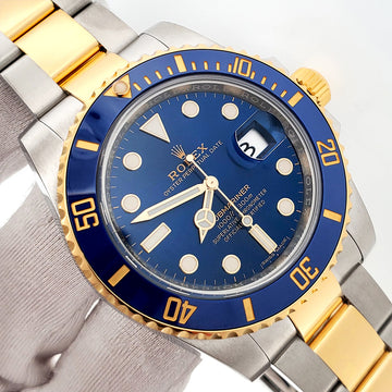 2017 Rolex Submariner Date 40mm Blue Dial 2-tone Yellow Gold/Steel Oyster Watch 116613LB Box/Papers