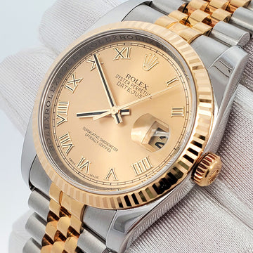 Rolex Datejust 36mm 2-Tone Champagne Roman 116233 Jubilee Watch Box Papers