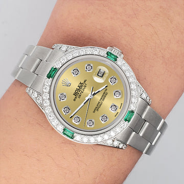 Rolex Datejust 26mm 1.2ct Diamond Bezel/Champagne Diamond Dial Stainless Steel Oyster Watch