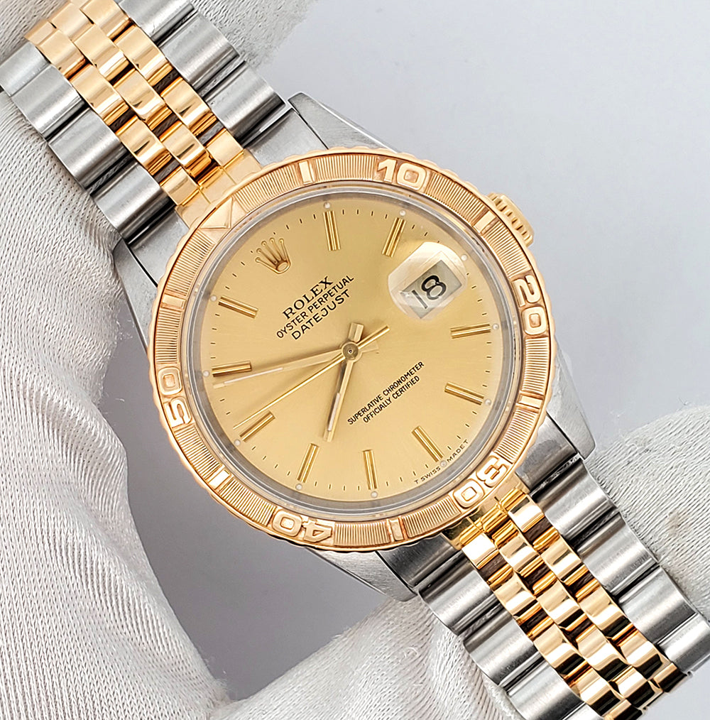 Rolex Datejust Turnograph 36mm Champagne Index Jubilee Yellow Gold/Steel Watch 16263