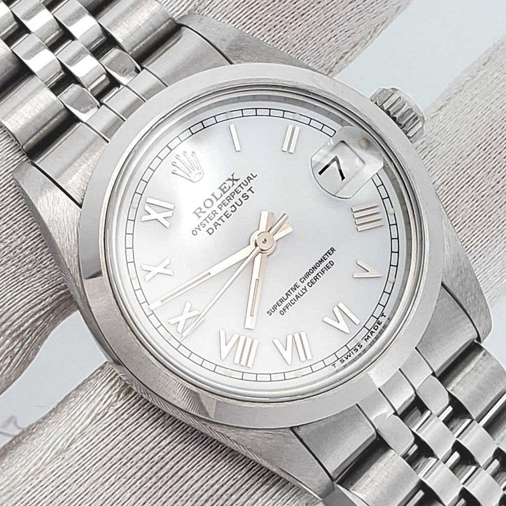 Rolex Datejust 31mm 68240 White Roman Dial Smooth Bezel Steel Jubilee Watch Box Papers
