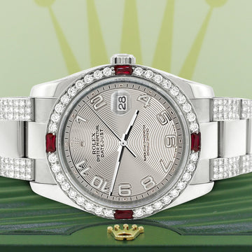 Rolex Datejust 36mm 4.5Ct Diamond Bezel/Bracelet/Silver Concentric Dial 116200 Steel Watch