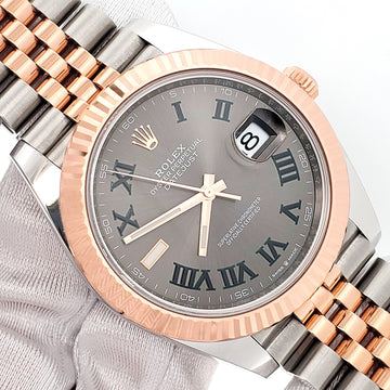2021 Rolex Datejust 41 Wimbledon Slate Dial 126331 2-tone Rose Gold/Steel Jubilee Watch Box Papers