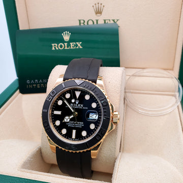 Rolex Yacht-Master 42mm 226658 Black Dial Oysterflex Strap Yellow Gold Watch 2023 Box Papers