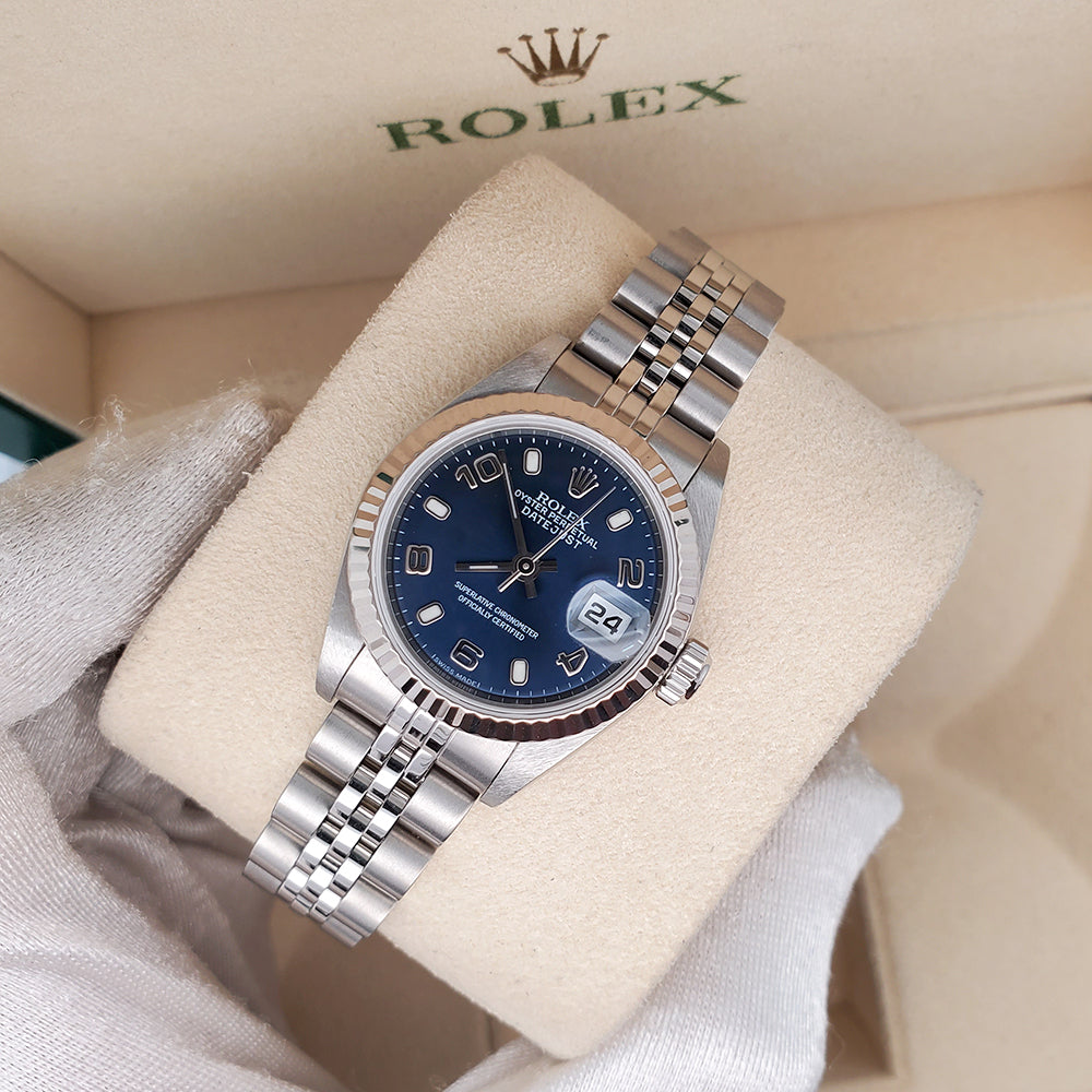 Rolex Datejust 26mm 79174 Blue Dial Fluted Bezel Stainless Steel Watch