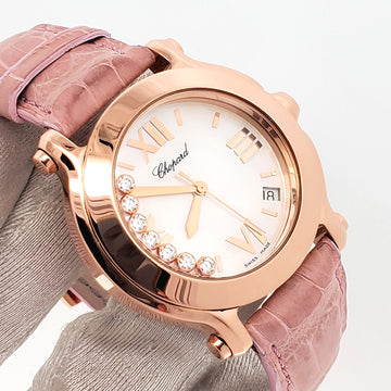 Chopard Happy Sport Pearl Dial 7 Floating Diamond Rose Gold Ladies 36mm Watch 4183