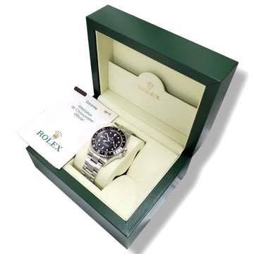 2005 Rolex GMT-Master II Black Bezel Steel 40mm Watch 16710 Box Papers