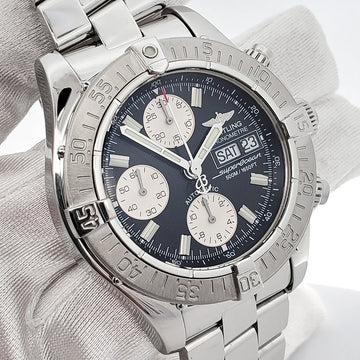 Breitling Chrono SuperOcean Day Date Black Concentric Dial 42mm Steel Watch A13340 Box Papers