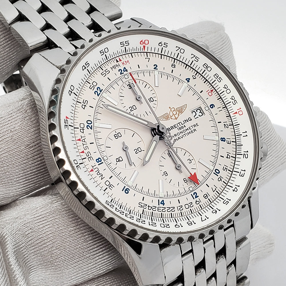 Navitimer Gmt Breitling Navitimer World 46mm Chronograph GMT Steel Watch A24322