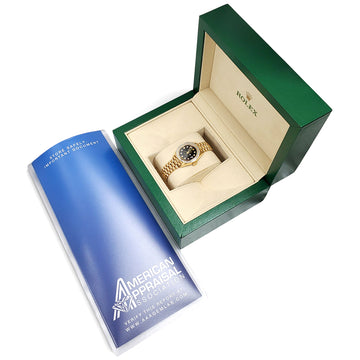 1989 Rolex President Datejust 69178 Custom Princess Diamond Bezel/Black Dial Yellow Gold 26mm Watch Box/Appraisal