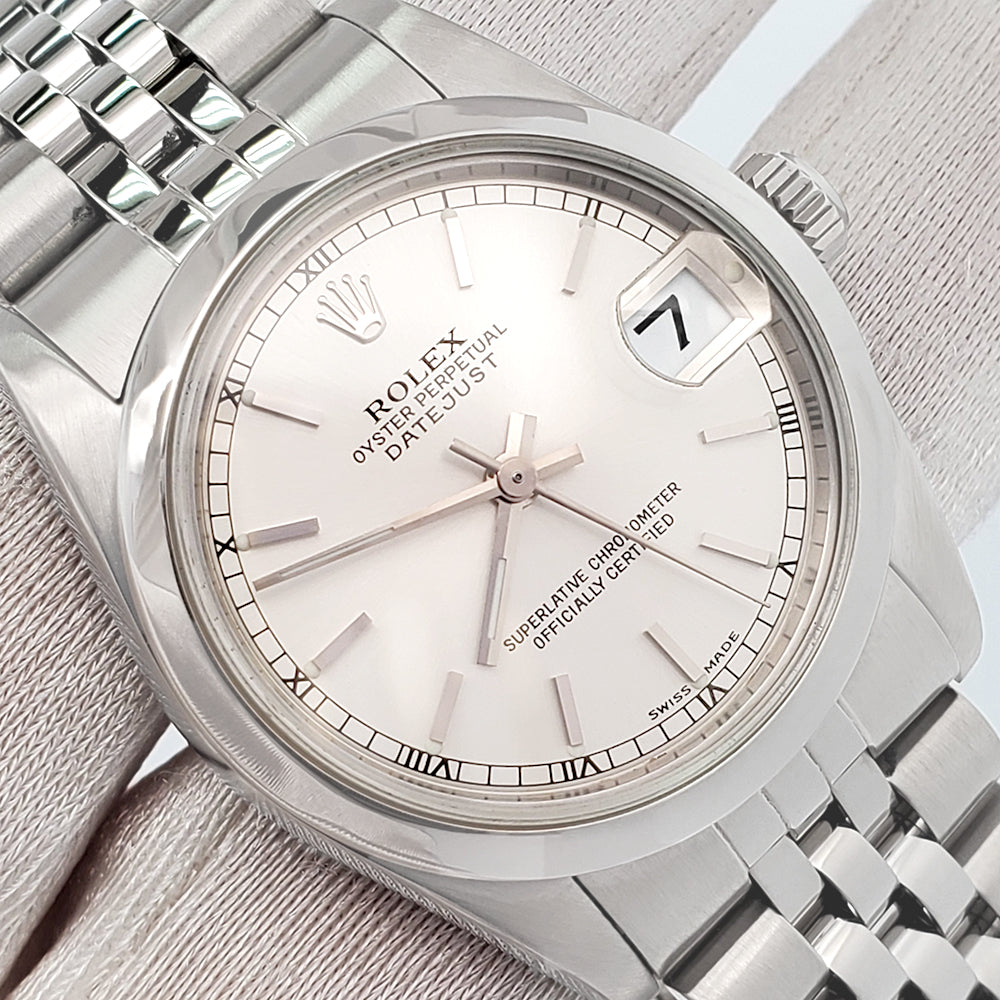 Rolex Datejust Silver Index Steel Jubilee 31mm Watch 78240 Papers