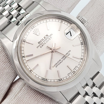 Rolex Datejust Silver Index Steel Jubilee 31mm Watch 78240 Papers