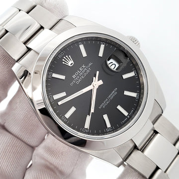2019 Rolex Datejust 41mm Black Index Dial Steel Oyster Watch 126300 Papers