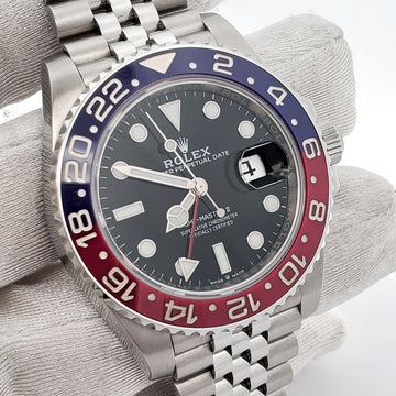 Rolex GMT-Master II 40mm Pepsi Bezel Stainless Steel Jubilee Watch 126710BLRO Box Papers