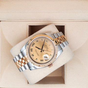 Rolex Datejust 36mm 116233 Champagne Roman 2-tone Yellow Gold/Steel Jubilee Watch