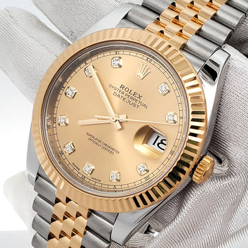 Rolex Datejust 41 126333 Factory Champagne Diamond 2-tone Yellow Gold/Steel Jubilee Watch Box Papers