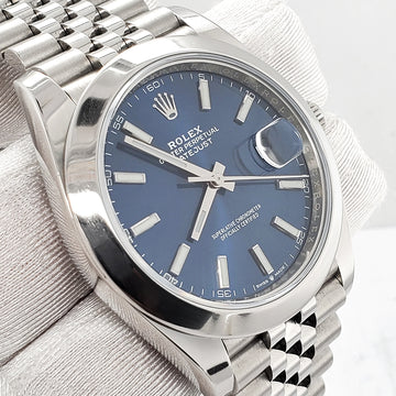 Rolex Steel Datejust 41 Blue Index Dial Jubilee Watch 126300 Box Papers