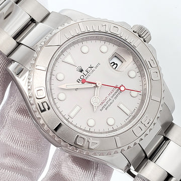 Rolex Yacht-Master 40mm Platinum Bezel Steel Watch 16622 Box Papers