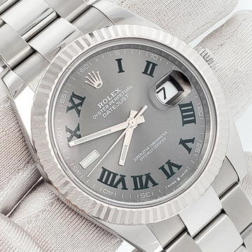 2023 Rolex Datejust 41 126334 Wimbledon Slate Roman Dial Steel Oyster Watch Box Papers