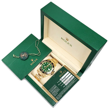 2010 Rolex GMT-Master II Anniversary Green Dial 116718LN Yellow Gold 40mm Watch Box Papers