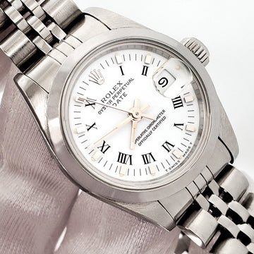 1994 Rolex Oyster Perpetual Lady Date 26mm 69160 White Roman Dial Steel Jubilee Watch Papers