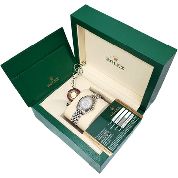 Rolex Datejust 26mm Gray Roman White Gold Fluted Bezel Steel Jubilee Watch 179174 Box Papers
