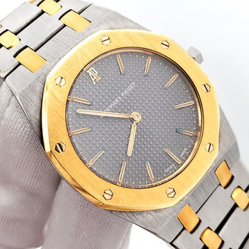 Unpolished Audemars Piguet Royal Oak Grey Tapisserie 2-tone Yellow Gold/Steel Quartz 33mm Watch 56303SA