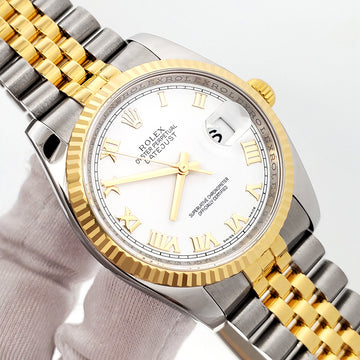 2012 Rolex Datejust 36mm 116233 White Roman Dial Jubilee Watch Box Papers