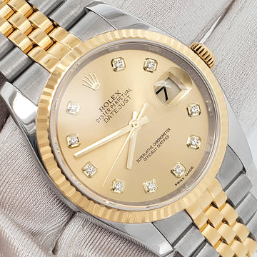 Rolex Datejust Factory Champagne Diamond Dial 2-tone Yellow Gold/Steel Jubilee 36mm Watch 116233