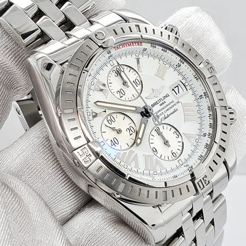 Breitling Chronomat Evolution White Dial Chronograph 44mm Stainless Steel Watch A13356