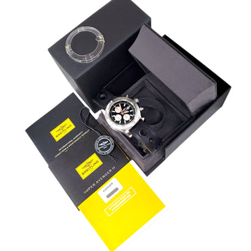Breitling Super Avenger II Chronograph Black Index 48mm Steel Watch A13371 Papers/Tag