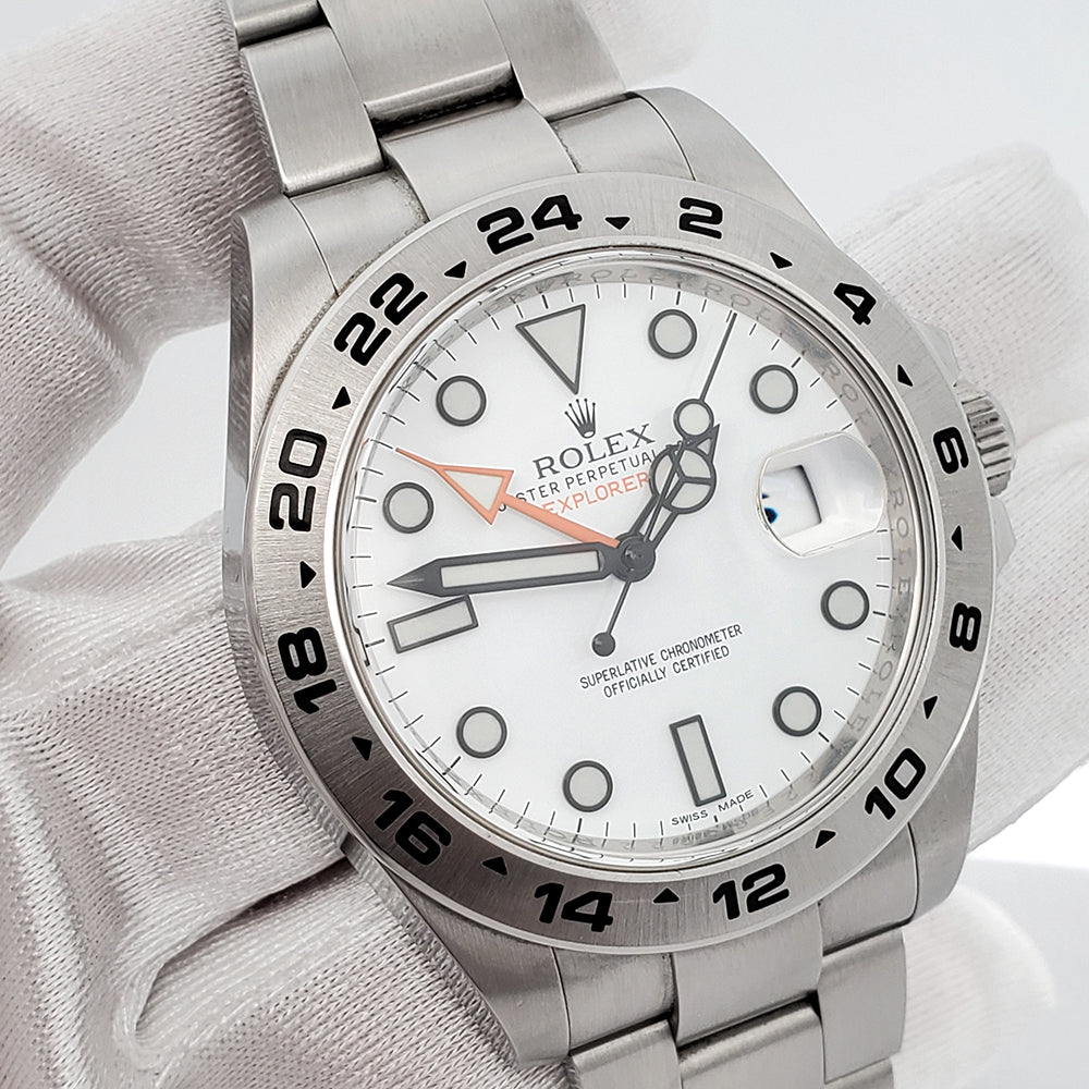 Rolex Explorer II 42mm Polar White Dial Stainless Steel Oyster Watch 216570 Box Papers