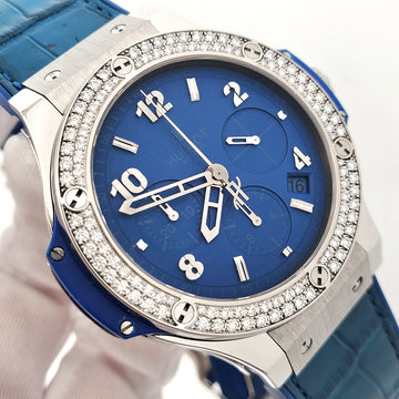 Hublot Tutti Frutti Big Bang Chronograph Diamond Bezel Blue Dial 41mm Watch 341.SL.5190.LR.1104