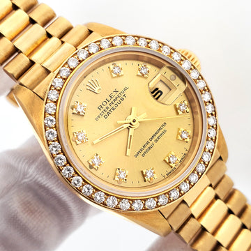 1987 Rolex President Datejust 69138 26mm Factory Champagne Diamond Dial/Bezel Yellow Gold Watch Box Appraisal