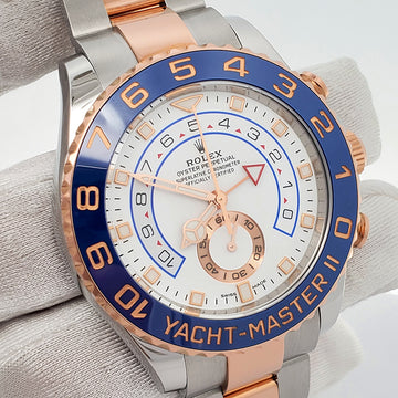 Rolex Yacht-Master II 44mm 116681 White Dial Rolesor Rose Gold and Steel Watch Box Papers
