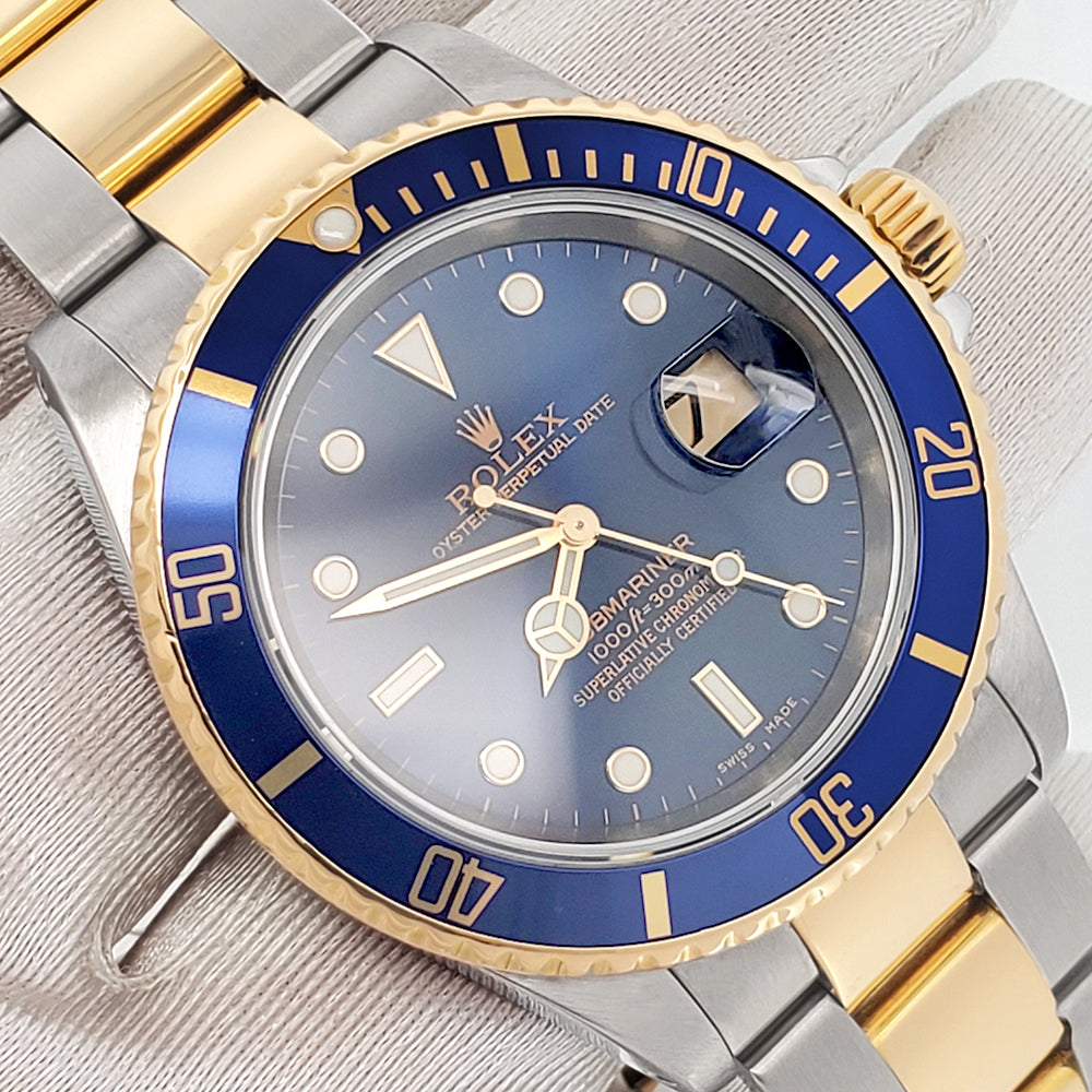 Rolex Submariner Date 40mm Blue Dial Yellow Gold/Steel Watch 16613