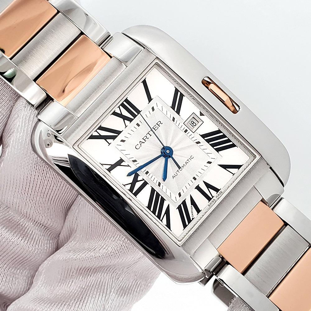 Cartier Tank Anglaise Large Silver Roman Dial 2-Tone Rose Gold/Steel 39.2 x 29.8 mm Watch 3511 W5310007