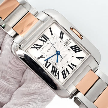 Cartier Tank Anglaise Large Silver Roman Dial 2-Tone Rose Gold/Steel 39.2 x 29.8 mm Watch 3511 W5310007