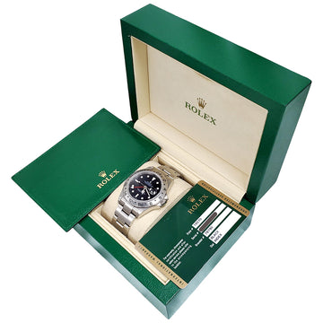 2007 Unpolished Rolex Explorer II Engraved Rehaut Black Dial Steel 40mm Watch 16570 Box/Papers