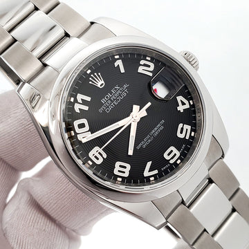 2011 Rolex Datejust Black Concentric Arabic Dial Steel Oyster 36mm Watch 116200 Box Papers