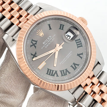 2019 Rolex Datejust 41 Wimbledon Slate Dial 126331 2-tone Rose Gold/Steel Jubilee Watch Box Papers